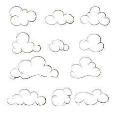 Set of clouds hand-drawn. Set of doodle clouds .