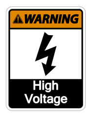 Warning high voltage sign Isolate On White Background,Vector Illustration