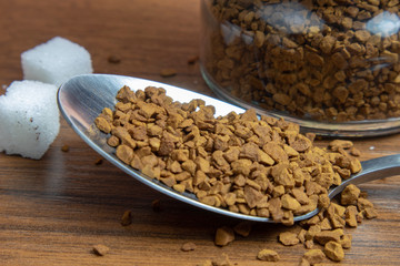 Instant coffee in a spoon