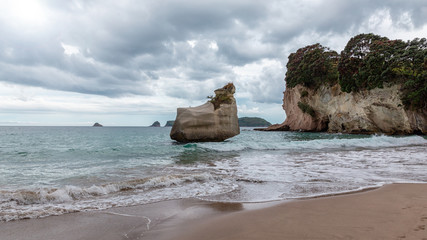 Big rock on Cathedral Cove beach, Coromandel Peninsula, New Zealand