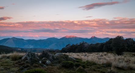 Sunset in the mountains, Nelson Area, New Zealand