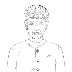 Coloring, black lines on a white background. Old man, grandmother. Raster