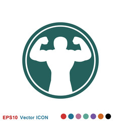 Bodybuilder icon, muscle sign. Vector illustration for web design