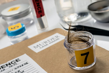 Criminalistic Laboratory, hair analysis, conceptual image