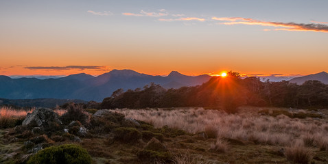 Sunrise in the mountains, Nelson Area, New Zealand