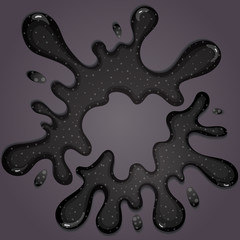 Black slime goo dripping on grey background. Toxic and creepy texture. Vector illustration.