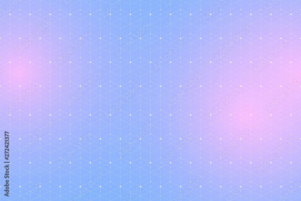 Aufkleber Blue geometric pattern with connected lines and dots. Graphic background connectivity. Modern stylish polygonal backdrop communication compounds for your design. Lines plexus. Vector illustration.