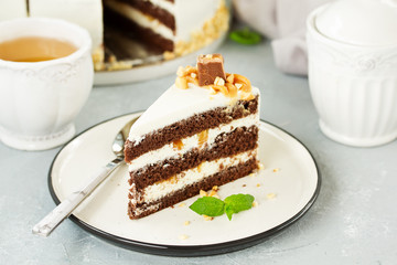 Chocolate cake. selective focus.