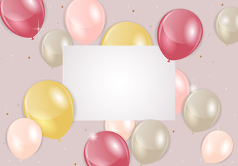 Vector frame with realistic balloons and place for text. Abstract background