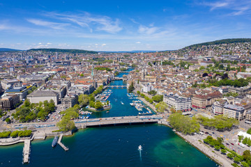 Aerial view of Zurich  city in Switzerland