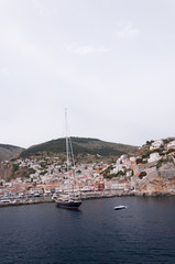 Panoramic view on greek island Idra (Hydra) at summer day