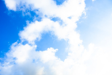 Blue sky white cloud white background. Beautiful sky and clouds in the afternoon.