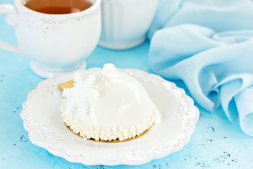 Modern mousse cake. Dessert French cuisine.