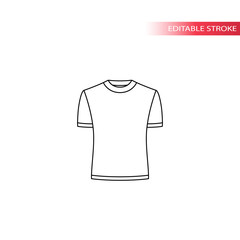 T-shirt short sleeve for men and women, male or female vector design. T shirt unisex icon, thin line, fully editable stroke.