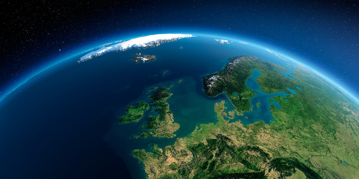 Detailed Earth. United Kingdom and the North Sea