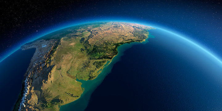 Detailed Earth. South America. Rio de La Plata
