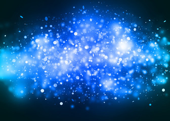 Dark Blue sparkle rays with bokeh abstract elegant background. Dust sparks background.