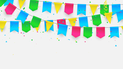 Celebration background template with flag confetti Colorful ribbons frame. luxury greeting rich card.