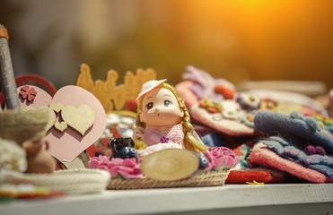 ornaments on the counter at flea market