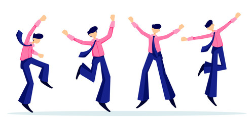 Cheerful businessman rejoices at achieved goal