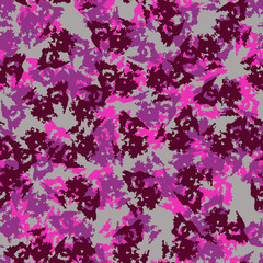 Fototapeta na wymiar UFO camouflage of various shades of grey, violet, pink and vine colors