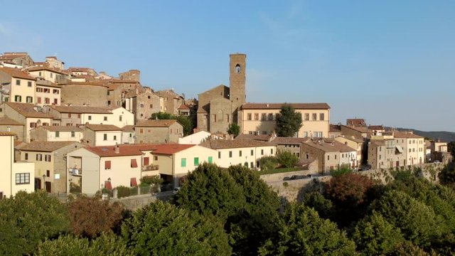 Historic town in Italy, beautiful old buildings, shot by a drone.