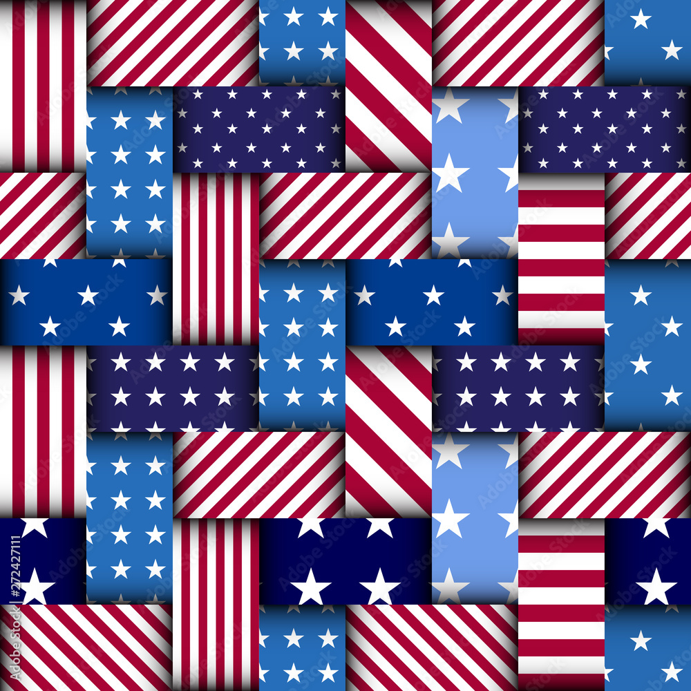 Poster seamless vector image. patchwork plaid pattern. imitatin of interweaving ribbons.