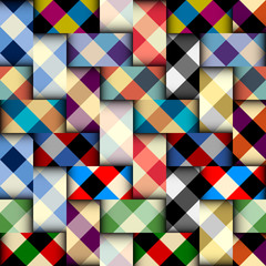 Seamless vector image. Patchwork plaid pattern. Imitatin of interweaving ribbons.