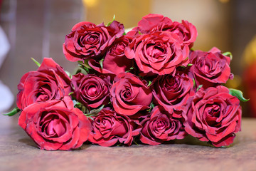 Bouquet of bright red roses