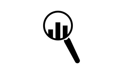 Analyze, analyse icon. Magnified Rising Bars Chart icon - Vector 