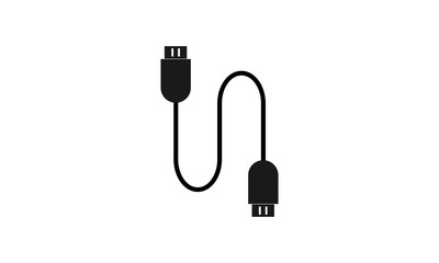 USB cable icon for technology and data transfer