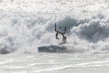 kite surfing in the sea