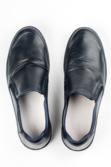 Blue men's shoes on a white background