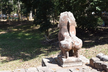 Back of Lion statue at Bayon, Angkor Thom, Cambodia