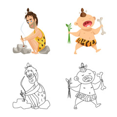 Vector illustration of evolution  and prehistory symbol. Set of evolution  and development  stock vector illustration.