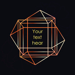 Geometric golden frame. Vector design elements.