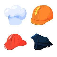 Vector design of headgear and napper sign. Collection of headgear and helmet stock symbol for web.