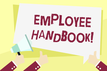 Word writing text Employee Handbook. Business photo showcasing Document Manual Regulations Rules Guidebook Policy Code