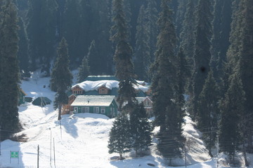 Beautiful view of houses covered with snow