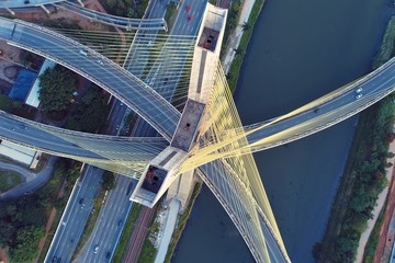 Estaiada's bridge top view. São Paulo, Brazil. Business center. Financial Center. Great landscape.