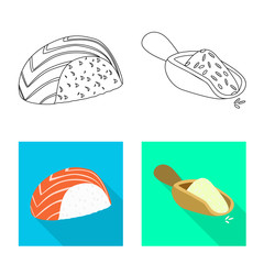 Isolated object of crop and ecological symbol. Collection of crop and cooking stock vector illustration.