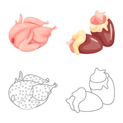 Vector design of product and poultry icon. Collection of product and agriculture    stock symbol for web.