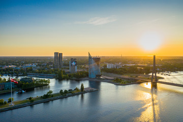 Fototapeta premium The capital of Latvia from drone flight