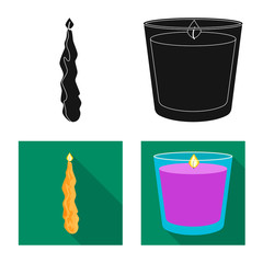 Vector design of relaxation and flame sign. Collection of relaxation and wax stock vector illustration.