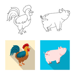 Vector design of breeding and kitchen  symbol. Collection of breeding and organic  vector icon for stock.