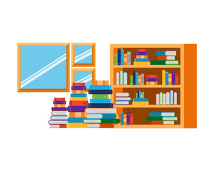 Imprimirliving room with couch and bookshelf of books