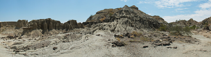 Panoramic sight of the Tatacoa desert part Los Hoyos in Colombia