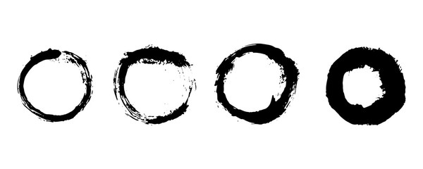 Set of hand drawn grunge scribble circles. Vector illustration.