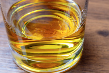 Bourbon (American corn whiskey) in a glass close-up