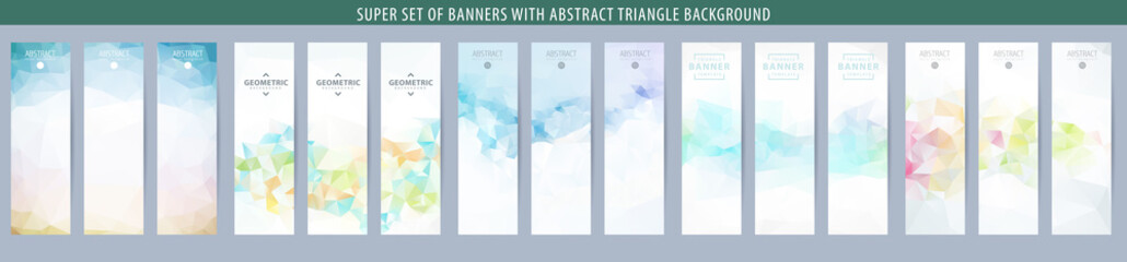 Set of abstract vector banner with triangle background. Template for design